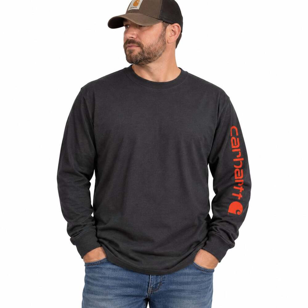 Carhartt Loose Fit Long Sleeve Graphic T-Shirt Size L Carbon Heather Outdoors